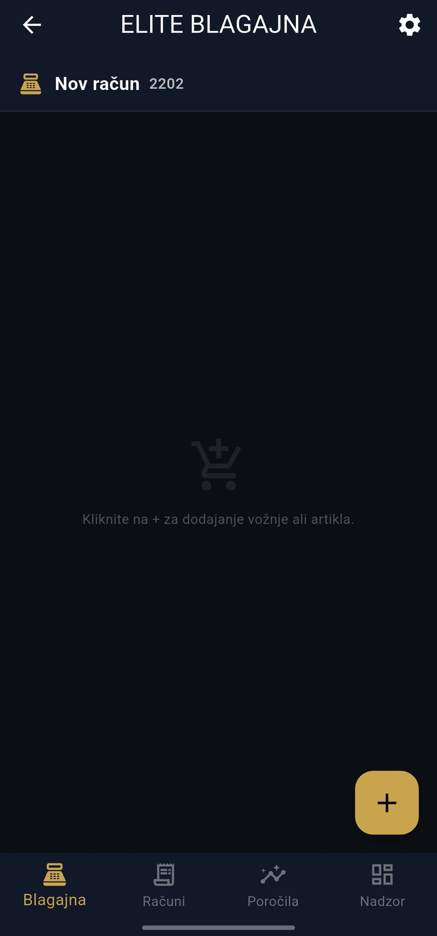 Osnovni zaslon blagajne