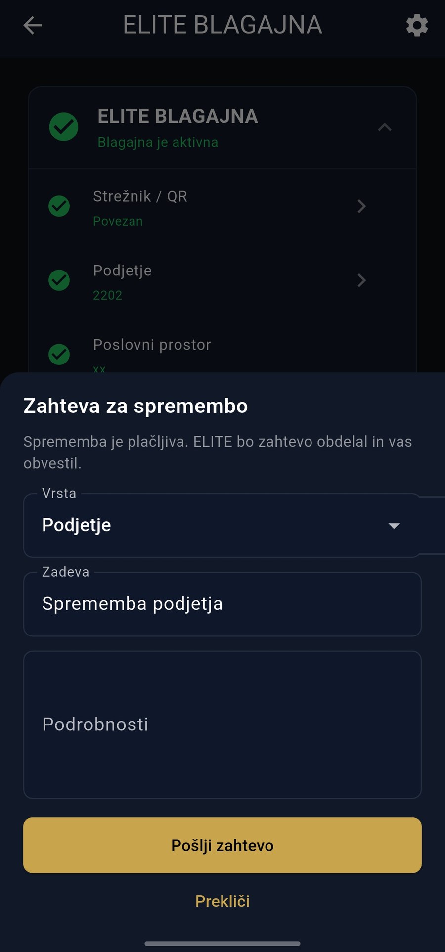 Zahteva za spremembo podatkov
